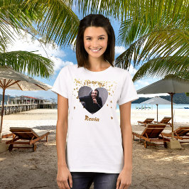 Camiseta Eu amo o nome da foto do coração do meu namorado