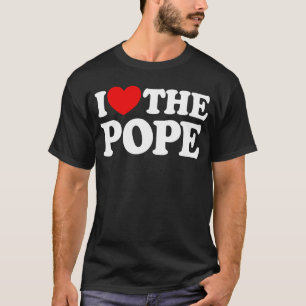 Camiseta Eu Amo O Papa Católico do Coração Vermelho