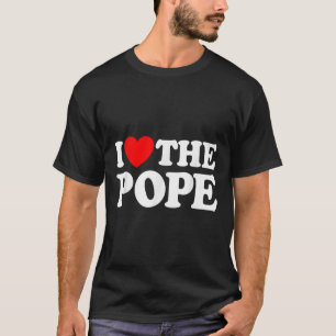 Camiseta Eu Amo O Papa Católico do Coração Vermelho