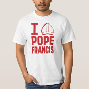 Camiseta Eu amo o papa Francis (o chapéu Pointy)