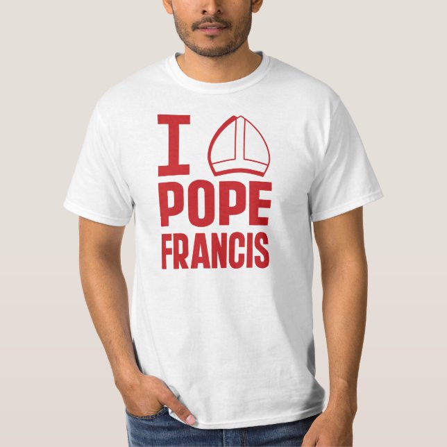 Camiseta Eu Amo o Papa Francisco (Chapéu Pontião) (Frente)