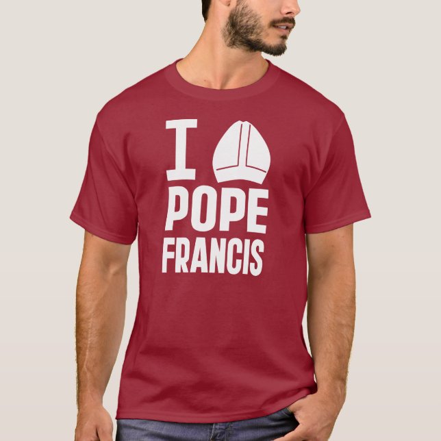 Camiseta Eu Amo o Papa Francisco (Chapéu Pontião) (Frente)