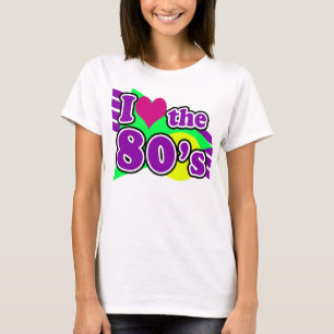 Camiseta Eu amo o partido de néon geométrico dos anos 80 