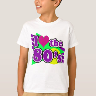 Camiseta Eu amo o partido de néon geométrico dos anos 80 