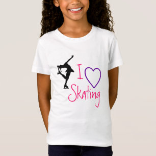 Camiseta Eu amo o patinagem artística - coração roxo