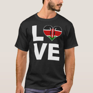 Camiseta Eu amo o Quênia Heart Flag