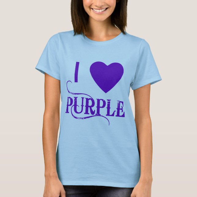 Camiseta Eu amo o roxo com Purple Heart (Frente)