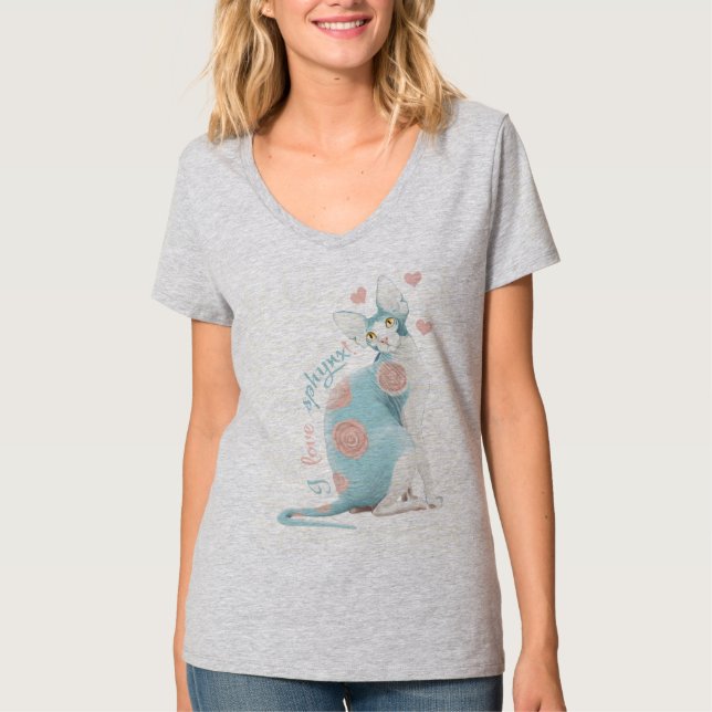 Camiseta Eu amo o sphynx! (Frente)
