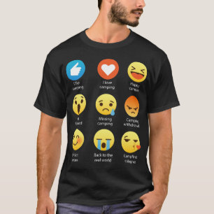 Camiseta Eu amo o T de acampamento do Emoticon de Emoji do