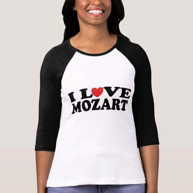 Camiseta Eu amo o T do jérsei das mulheres de Mozart (Frente)