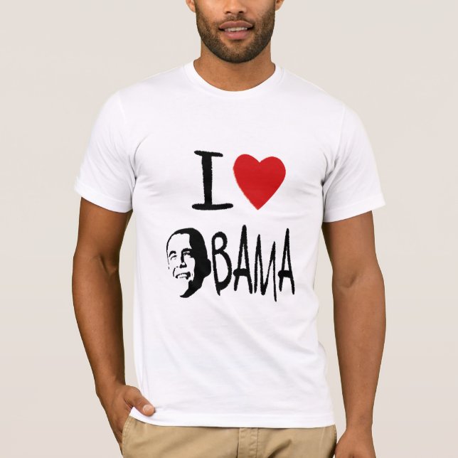 Camiseta Eu amo o T do pescoço de grupo dos homens de obama (Frente)