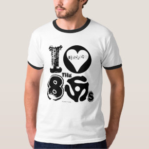 Camiseta Eu amo o t-shirt 45 RPM da música do anos 80