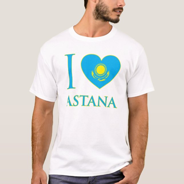 Camiseta Eu amo o t-shirt básico de Astana (Frente)