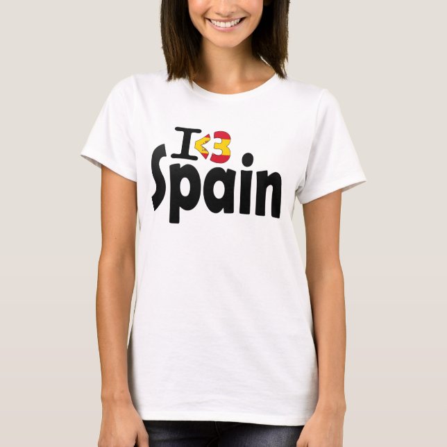 Camiseta Eu amo o t-shirt da bandeira da espanha (Frente)