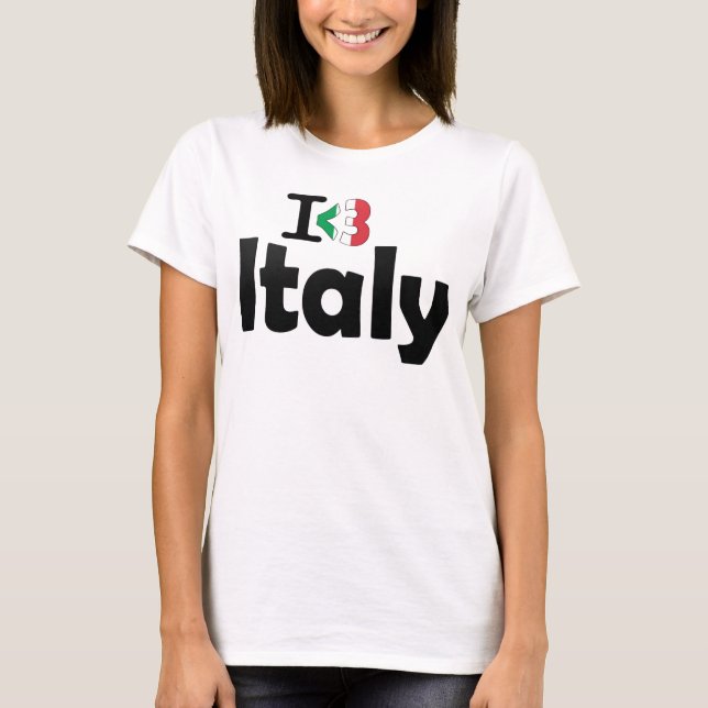 Camiseta Eu amo o t-shirt da bandeira de Italia (Frente)