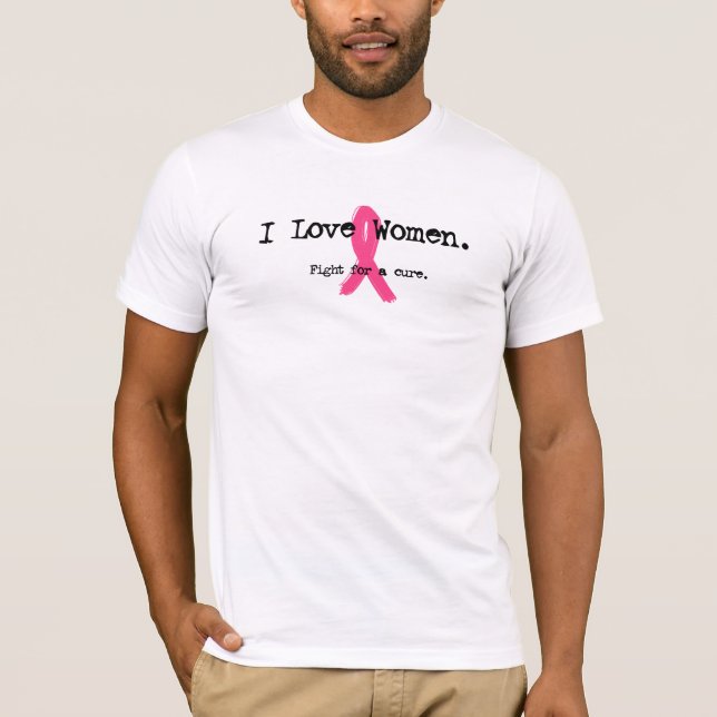 Camiseta Eu amo o t-shirt da cura das mulheres (Frente)