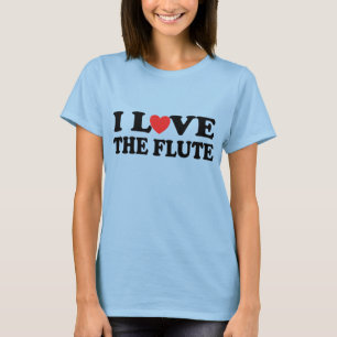 Camiseta Eu amo o t-shirt da flauta