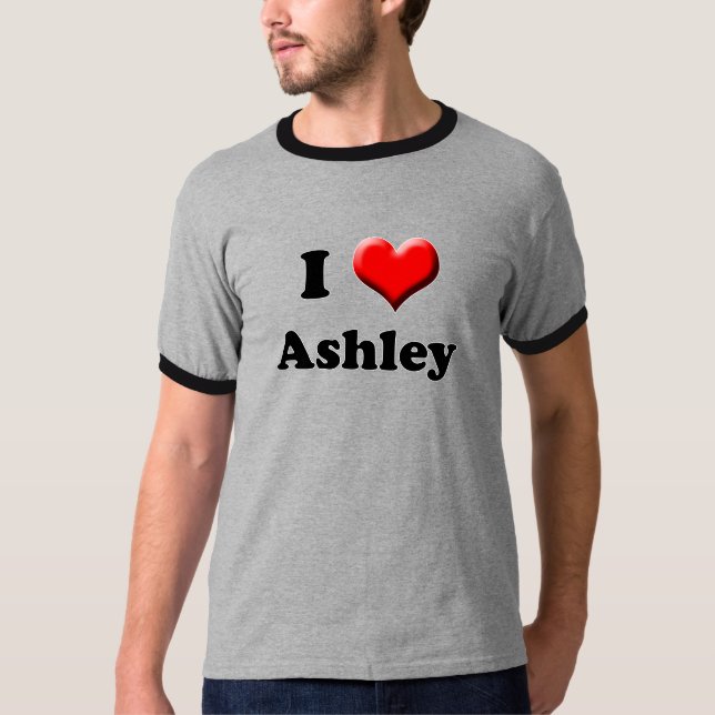 Camiseta Eu amo o t-shirt de Ashley (Frente)