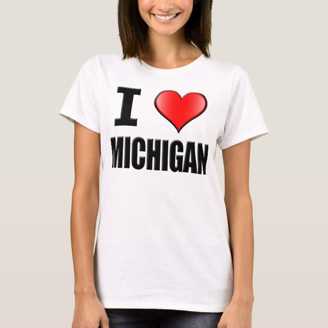 Camiseta Eu amo o t-shirt de Michigan - mulheres (Frente)