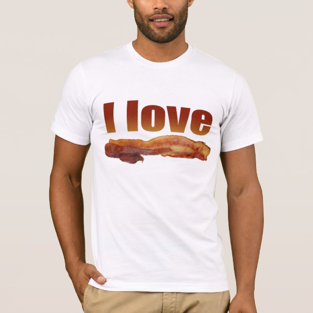 Camiseta EU AMO o t-shirt do BACON (Frente)