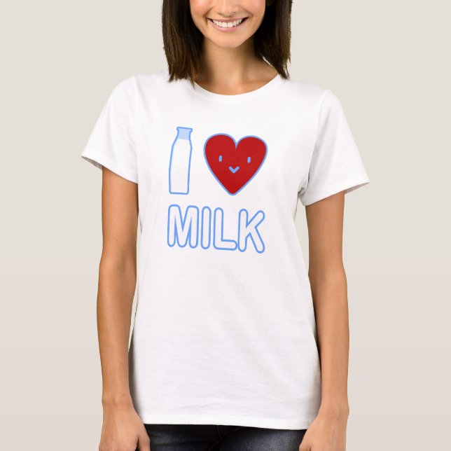 Camiseta Eu amo o t-shirt do leite (Frente)