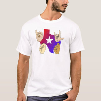 CAMISETA EU AMO O T-SHIRT DO LINGUAGEM GESTUAL DE TEXAS