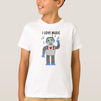 Camiseta Eu amo o t-shirt do robô da música