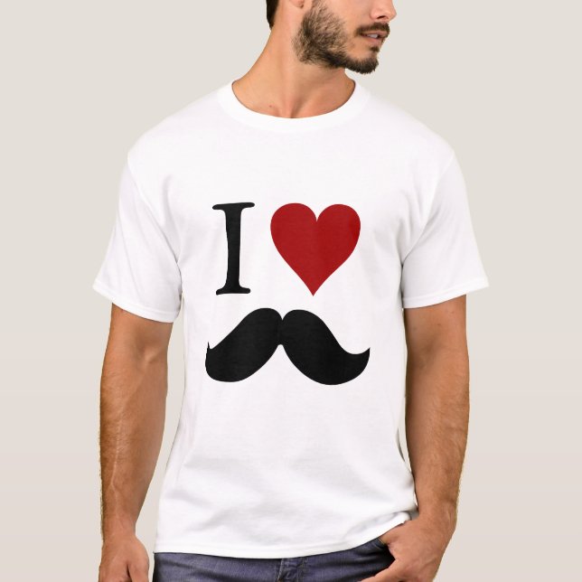 Camiseta Eu amo o t-shirt dos bigodes (Frente)