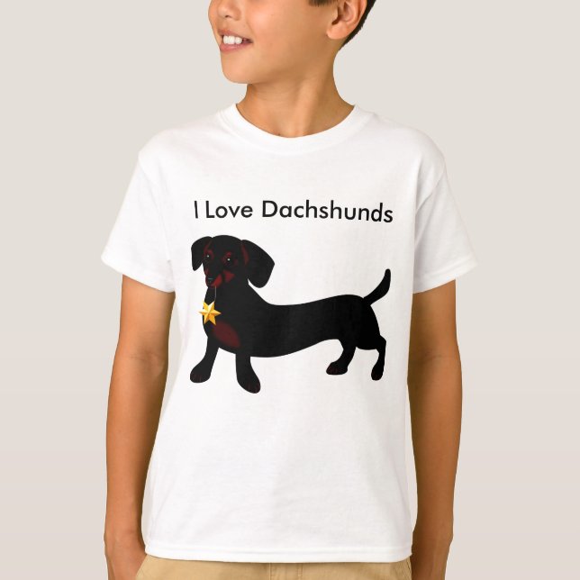 Camiseta Eu amo o t-shirt dos Dachshunds (Frente)