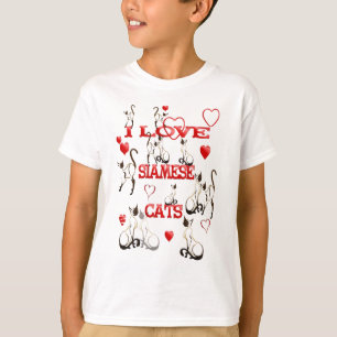 Camiseta EU AMO o t-shirt dos GATOS SIAMESE