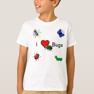 Camiseta Eu amo o t-shirt dos insetos para miúdos