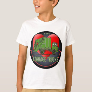 Camiseta Eu amo o t-shirt dos miúdos dos caminhões de lix