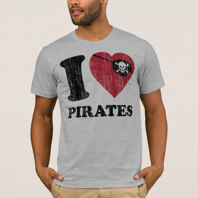 Camiseta eu amo o t-shirt dos piratas (Frente)