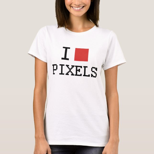 Camiseta Eu amo o t-shirt dos pixéis do coração dos (Frente)