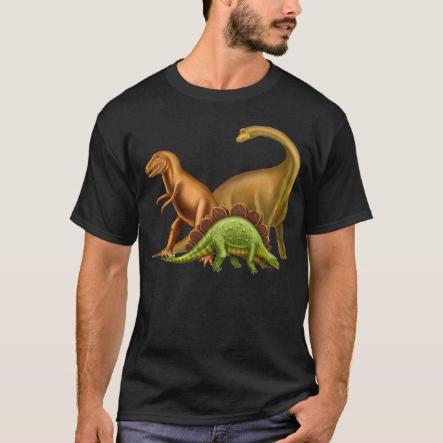 Camiseta Eu amo o t-shirt escuro adulto dos dinossauros (Frente)