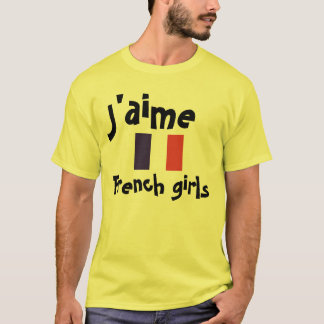 Camiseta Eu amo o t-shirt francês das meninas