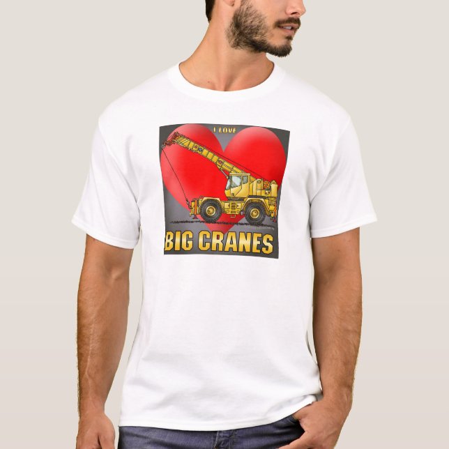 Camiseta Eu amo o t-shirt grande dos homens dos guindastes (Frente)