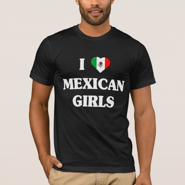 Camiseta Eu amo o t-shirt mexicano das meninas (Frente)