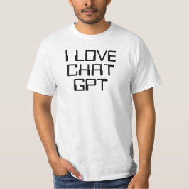 Camiseta Eu amo o texto preto engraçado da IA Chat GPT