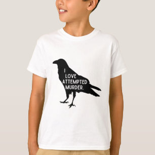 Camiseta Eu amo o trocadilho de corvo de Halloween de assas