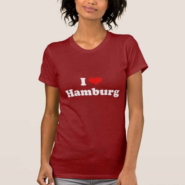 Camiseta Eu amo o Tshirt do branco do Tshirt de Hamburgo (Frente)