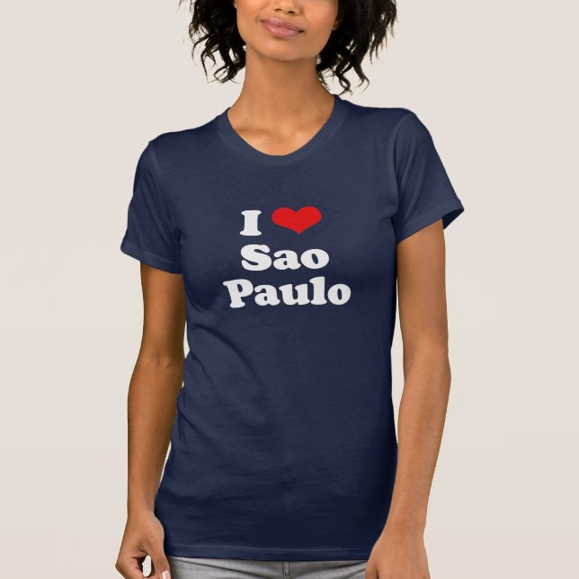 Camiseta Eu amo o Tshirt do branco do Tshirt de Sao Paulo (Frente)