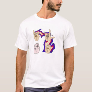 CAMISETA EU AMO O TSHIRT DO LINGUAGEM GESTUAL DE MICHIGAN