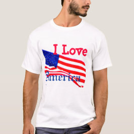 Camiseta Eu amo o Tshirt patriótico da bandeira americana