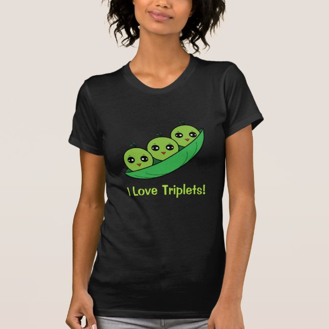 Camiseta Eu amo objectivas triplas: Três ervilhas em um (Frente)