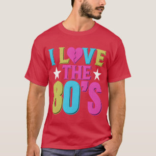 Camiseta Eu Amo os Anos 80 1980 Roupa de Época dos Anos 80 