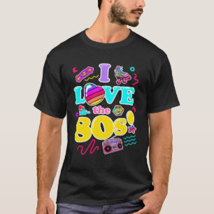 Camiseta Eu Amo os Anos 80 Estilo Gráfico Retro da Moda dos