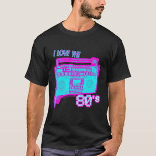 Camiseta Eu Amo os anos 80 Spray de tinta neon Boombo lata