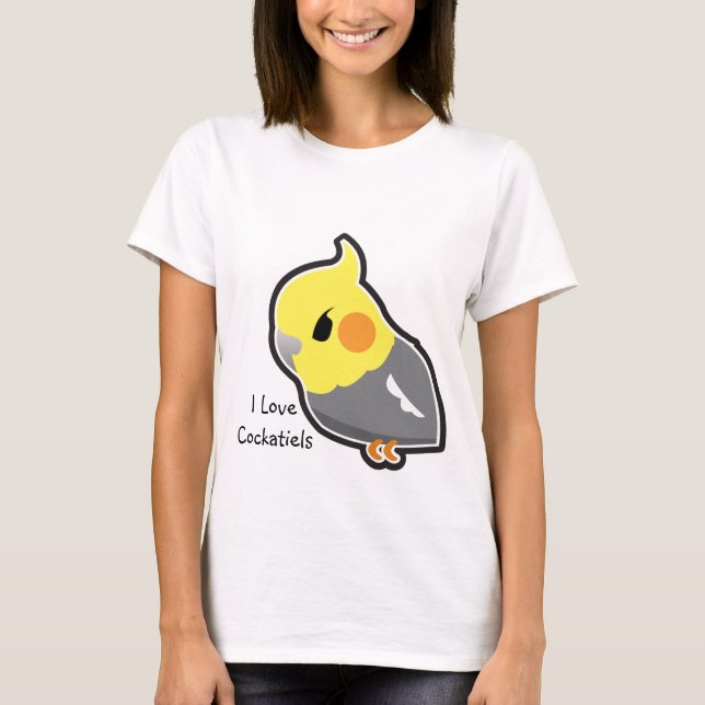 Camiseta Eu amo os Cockatiels (customizáveis) (Frente)