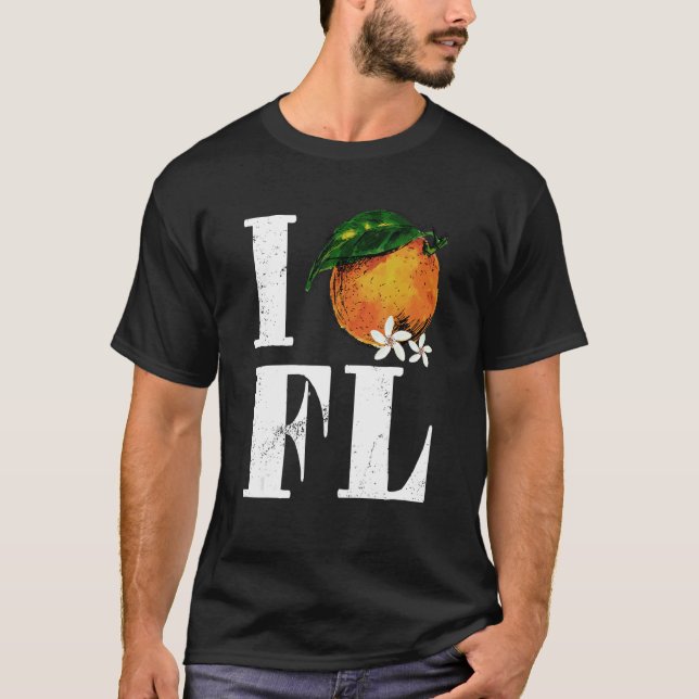 Camiseta Eu Amo os Estados Unidos da Fruta Laranja da Flóri (Frente)